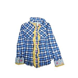 Matilda Jane Make Believe Floating Away Plaid Button Up Shirt size 6